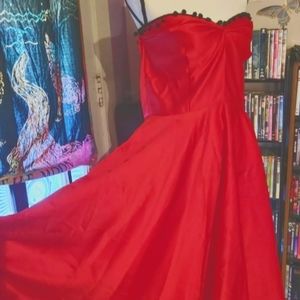 Handmade red 50s/60s style pinup swing dress satiny feel